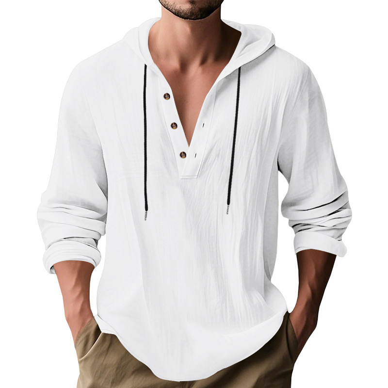 Hot Selling Men's Loose Linen  - Undershirt Crew Neck ulasan dan harga