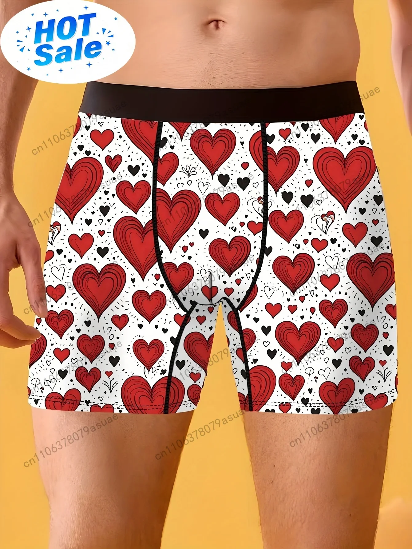 1pc Men'S Heart Print Boxer Br - Quick Dry Underwear ulasan dan harga